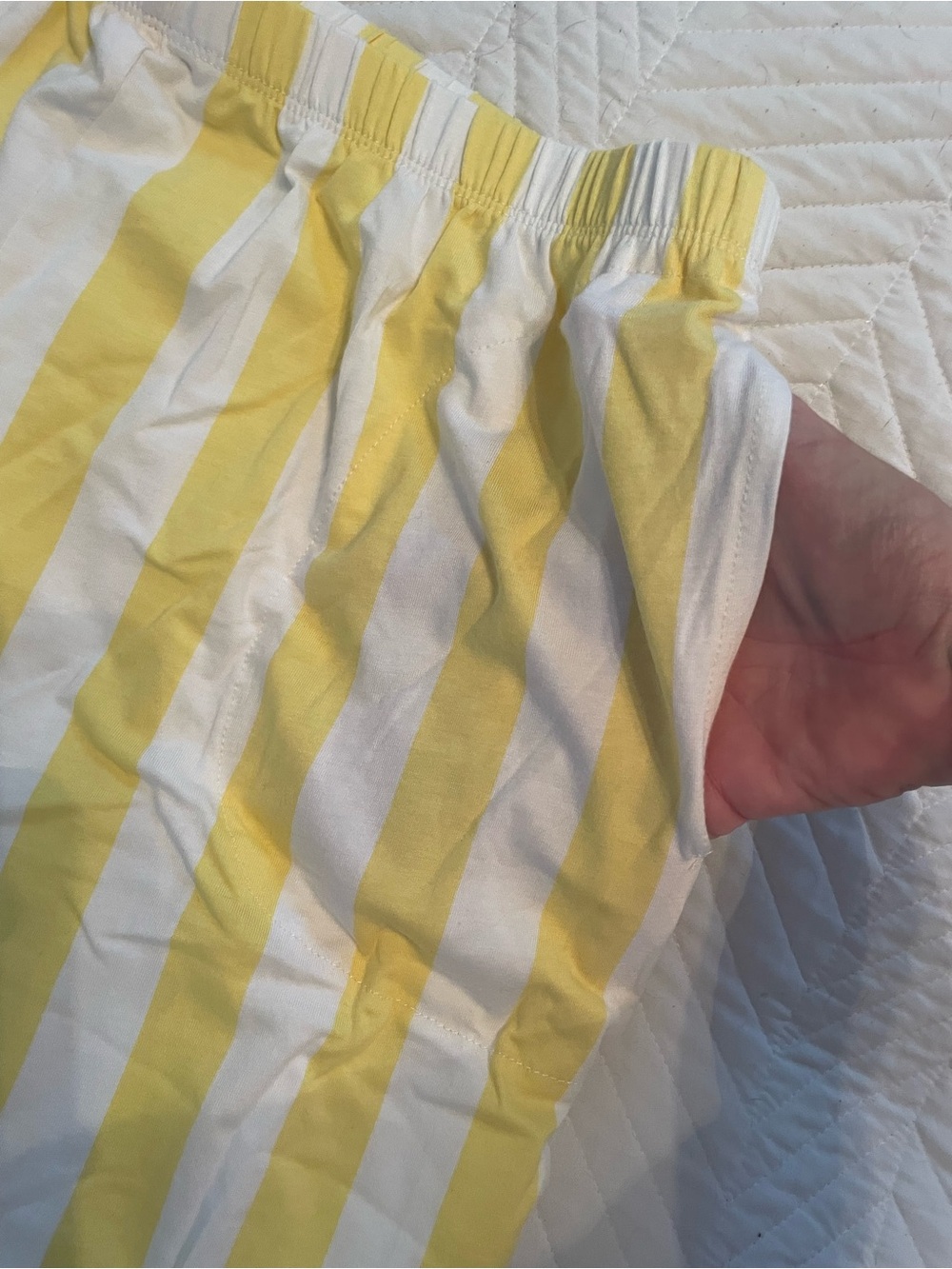 DKNY Yellow and White Striped Kids Pajama Set with Blue Trim - Picture 11 of 11